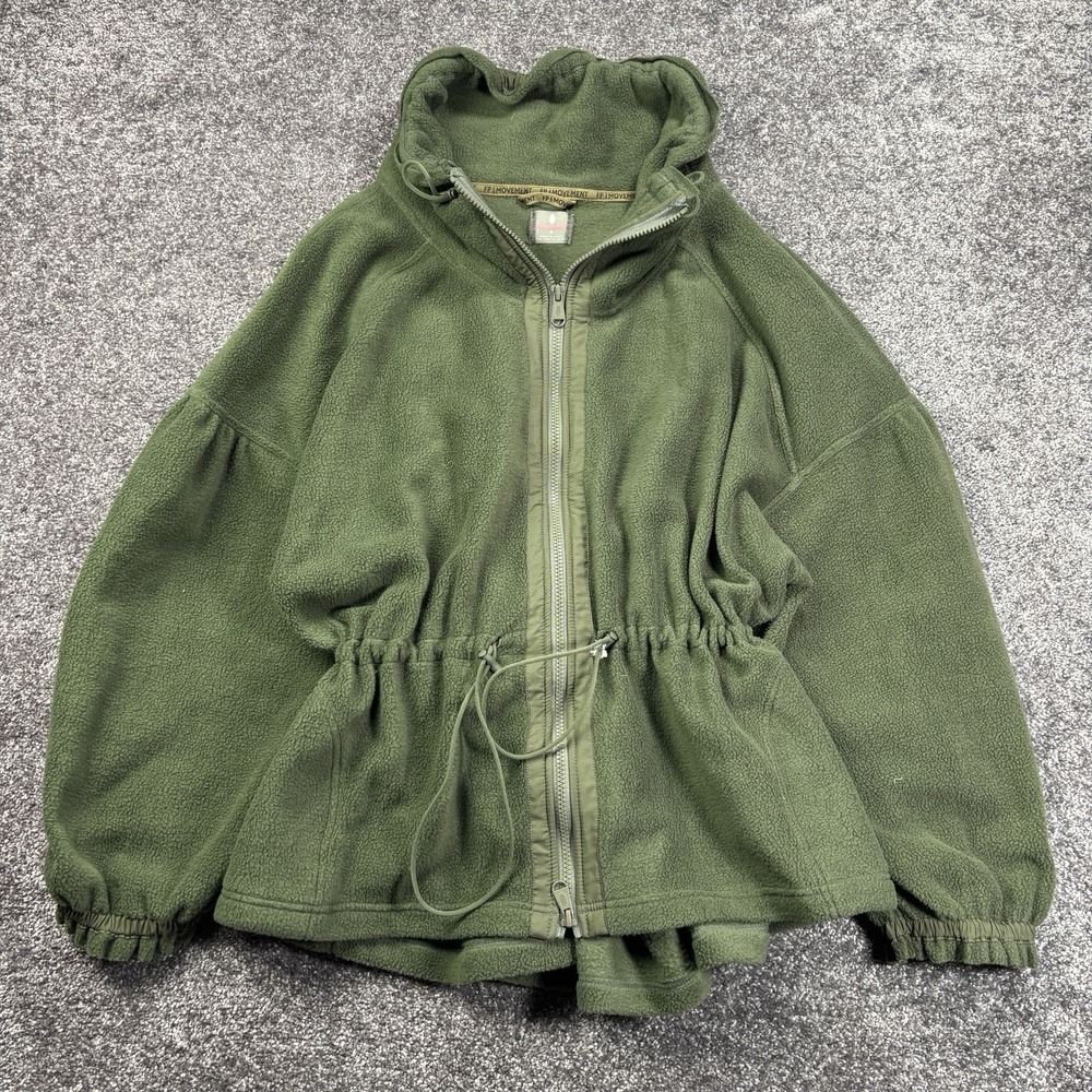 Free People FP Movement Full Zip Fleece Jacket Medium Green She's All That